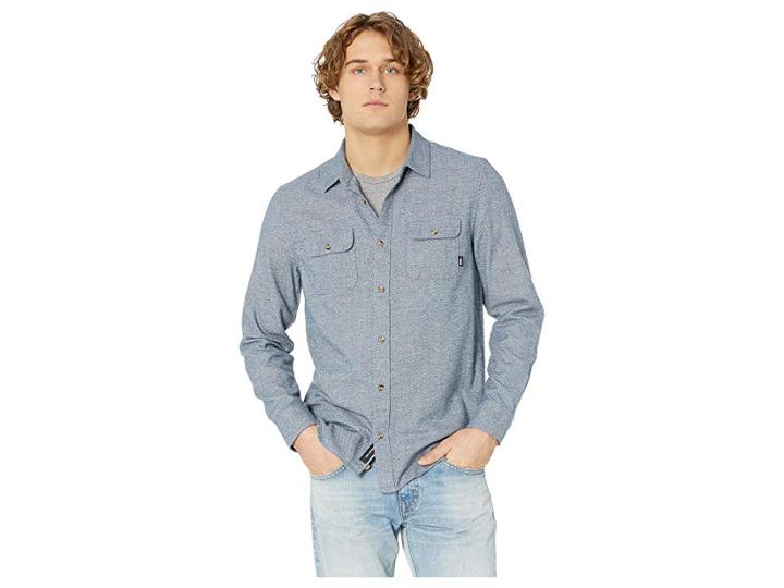Vans Lawler Long Sleeve Woven (dress Blues) Men's Clothing