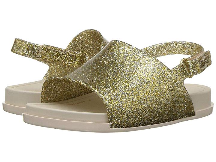 Mini Melissa Mini Beach Slide Sandal (toddler/little Kid) (gold Glitz) Girls Shoes