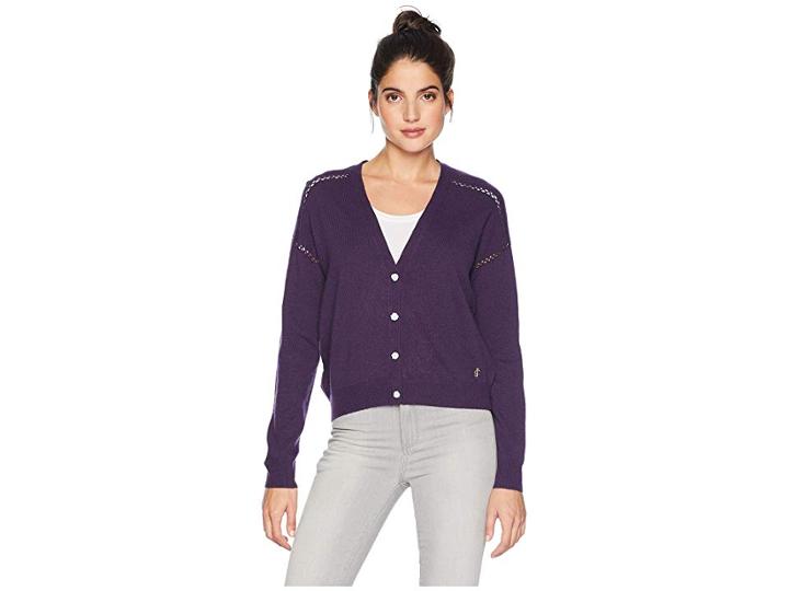Juicy Couture Embroidered Back Cardigan (plum) Women's Sweater