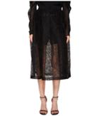 Vera Wang Mid Calf Skirt With Draw Cord Waistband (black) Women's Skirt
