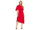 Maggy London Catalina Crepe Twist Neck Asymmetrical Midi Dress (cranberry) Women's Dress