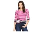 Joules Rima Button Back Jersey Top (deep Fuchsia Stripe) Women's Clothing