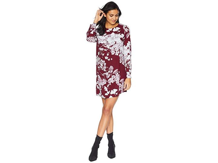 Bcbgmaxazria Ashton Long Sleeve Asymmetric Dress (deep Port Combo) Women's Dress