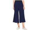Bb Dakota Lazy Sunday French Terry Cropped Wide Leg Pants (navy) Women's Casual Pants