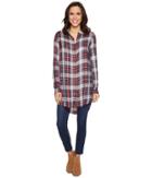 Jag Jeans Magnolia Tunic In Rayon Plaid (coral Plaid) Women's Blouse