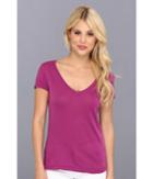 Three Dots Jersey Colette S/s Deep V-neck (orchid Bloom) Women's T Shirt