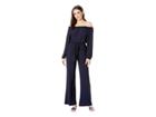 Nine West Ity Matte Jersey Long Sleeve Jumpsuit With Sash (navy) Women's Jumpsuit & Rompers One Piece