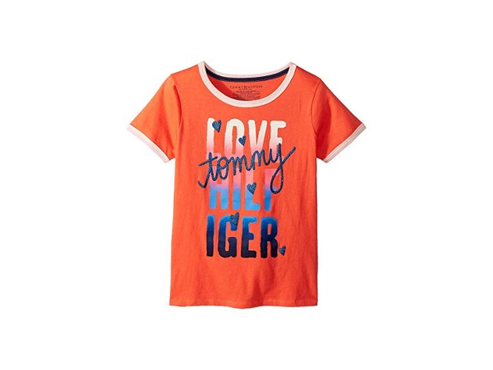 Tommy Hilfiger Kids Love Tee (big Kids) (hot Coral) Girl's T Shirt