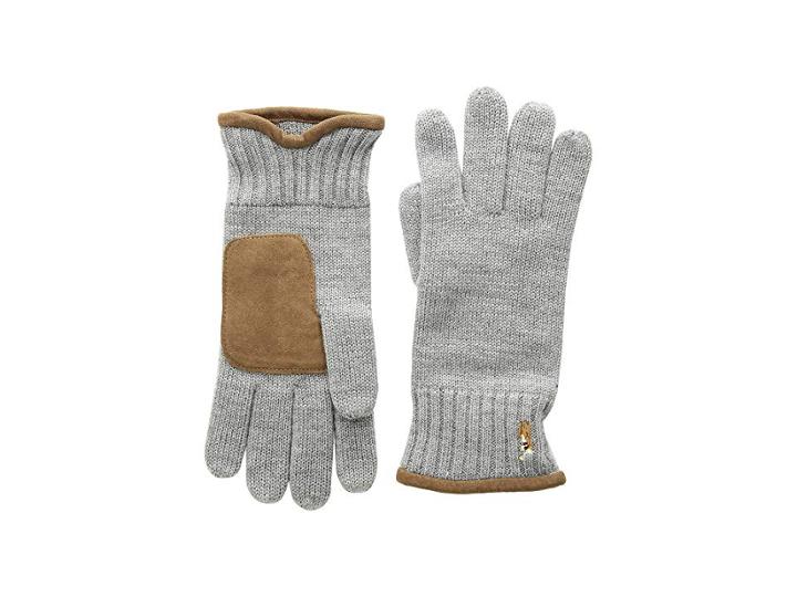 Polo Ralph Lauren Classic Lux Merino Gloves With Leather Palm (dark Vintage Heather) Wool Gloves