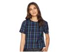 Romeo & Juliet Couture Patterned Short Sleeve Top (navy/blue) Women's Clothing