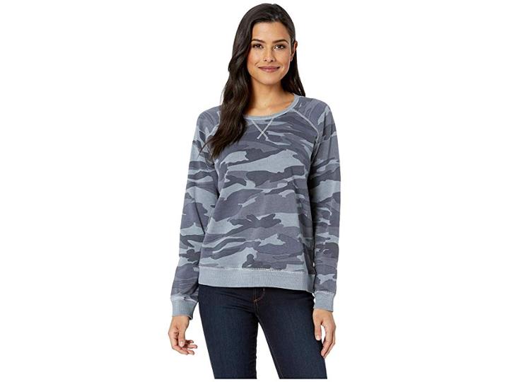 Lucky Brand Camo Sweatshirt (blue Multi) Women's Sweatshirt