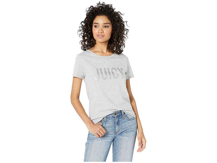 Juicy Couture Glitter Juicy Tee (heather Cozy) Women's Clothing