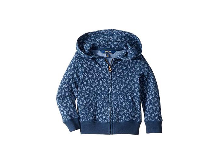 Polo Ralph Lauren Kids Floral-print Cotton Hoodie (toddler) (blue/cream Multi) Girl's Sweatshirt
