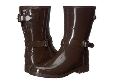 Hunter Refined Adjustable Short With Ankle Strap Gloss (bitter Choc) Women's Rain Boots