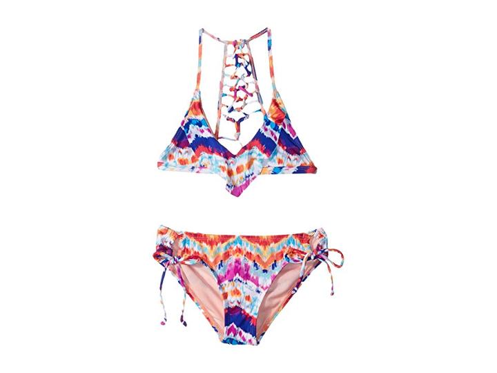 Hobie Kids Chevron And On Triangle Top Hipster Swim Set (big Kids) (multicolored) Girl's Swimwear Sets