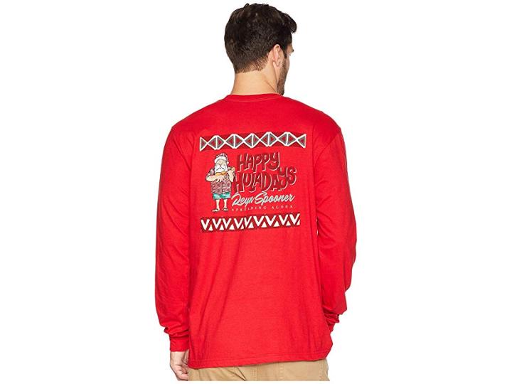Reyn Spooner Ukulele Santa Long Sleeve T-shirt (red) Men's T Shirt