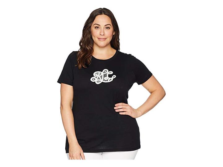 Lauren Ralph Lauren Plus Size Monogram Striped T-shirt (polo Black) Women's Clothing