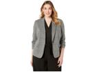 Anne Klein Plus Size Houndstooth Plaid 1btn Notch Collar Jacket (fir Combo) Women's Jacket