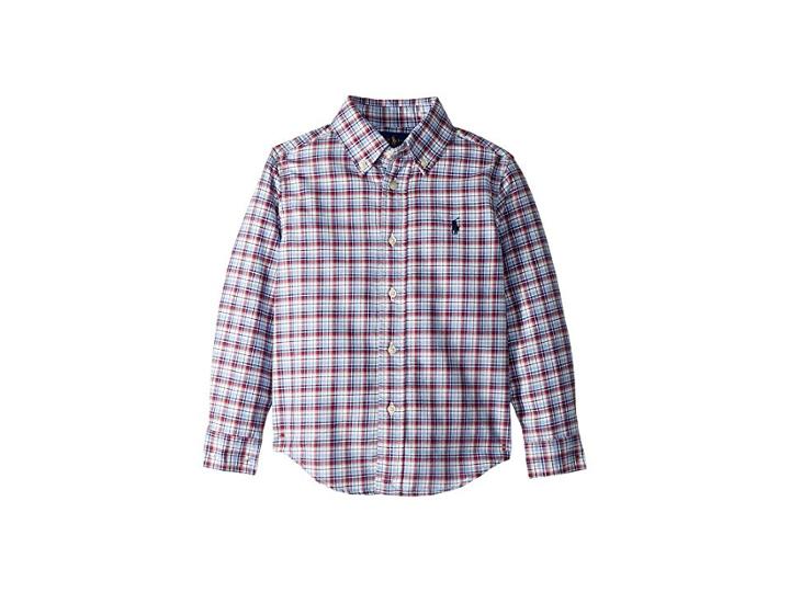 Polo Ralph Lauren Kids Plaid Cotton Oxford Shirt (toddler) (blue/red Multi) Boy's Long Sleeve Button Up