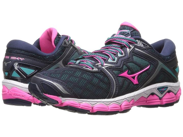 Mizuno Wave Sky (peacoat/pink Glow/ceramic) Women's Running Shoes