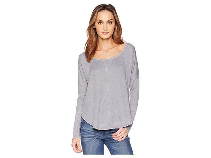 Lucky Brand Exposed Seam Thermal Shirt (heather Gray) Women's Clothing