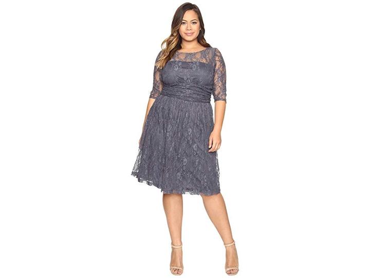 Kiyonna Luna Lace Dress (twilight Grey) Women's Dress