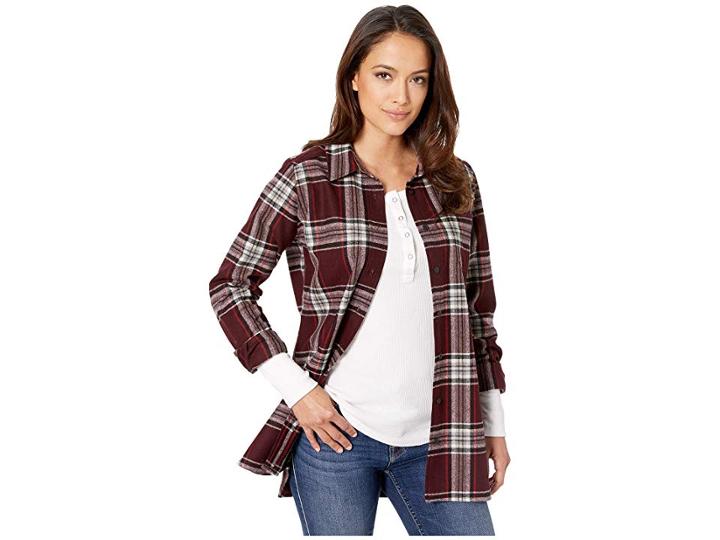 Pendleton One-pocket Tunic (maroon/grey Plaid) Women's Blouse
