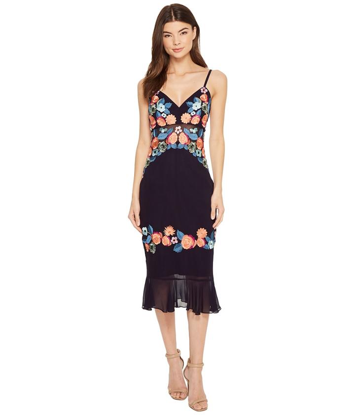 Nicole Miller Daydream Embellished Arturo Ruffle Dress (navy) Women's Dress