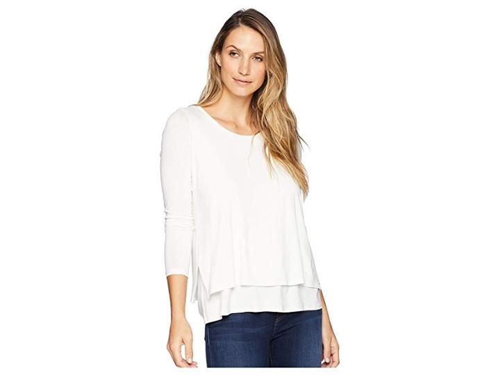 Elliott Lauren Scoop Neck Double Layer Top (white) Women's Clothing