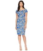 Alexia Admor Short Sleeve Floral Bodycon Dress (blue Floral) Women's Dress
