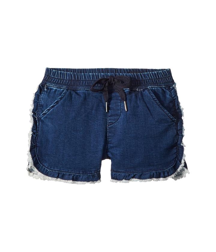 Ag Adriano Goldschmied Kids The Lily Ruffle Pull-on Shorts (big Kids) (navy/hickory) Girl's Shorts