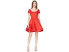 Zac Posen Party Jacquard Scoop Neck Short Sleeve Fit And Flare Dress (ruby) Women's Dress