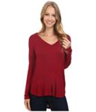 B Collection By Bobeau Alice Long Sleeve Tee (lumberjack Red) Women's T Shirt