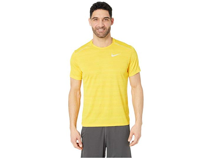 Nike Dry Miler Top Short Sleeve (amarillo/heather/amarillo/reflective Silver) Men's Clothing