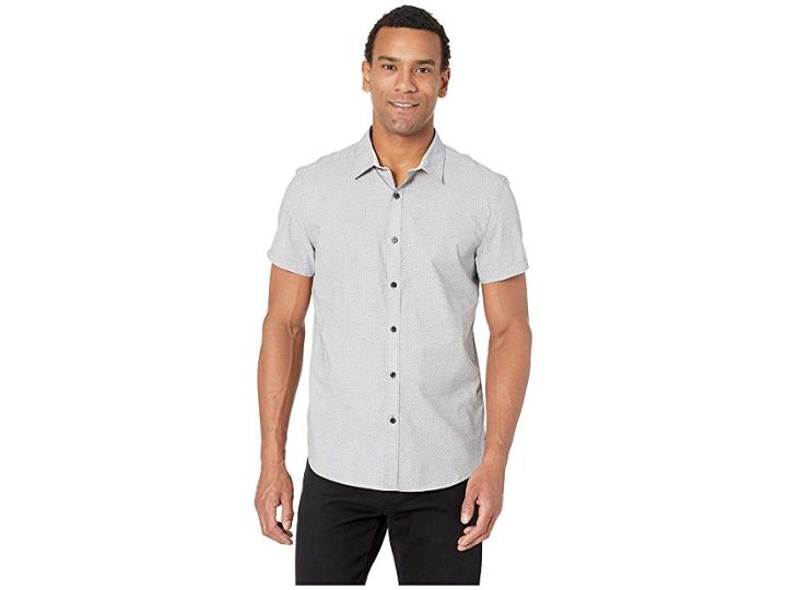 Kenneth Cole New York Short Sleeve End On End Mini Dot Print (black) Men's Clothing