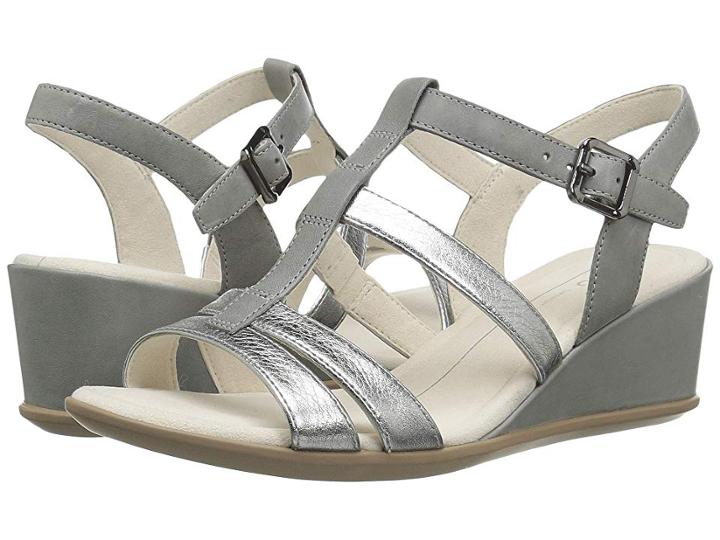 Ecco Shape 35 Wedge Buckle (alusilver/wild Dove Cow Leather) Women's Wedge Shoes