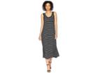 Calvin Klein Sleeveless Stripe Maxi W/ Pocket (black/white) Women's Dress