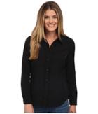 Nydj Fit Solution Ruffle Front Blouse (black) Women's Long Sleeve Button Up