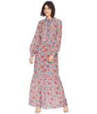 Juicy Couture Larchmont Blooms Silk Maxi Dress (slate Swirl Larchmont Blooms) Women's Dress
