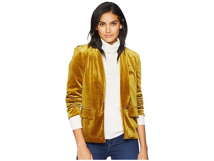 Romeo & Juliet Couture Velvet Shawl Collar Blazer (mustard) Women's Jacket
