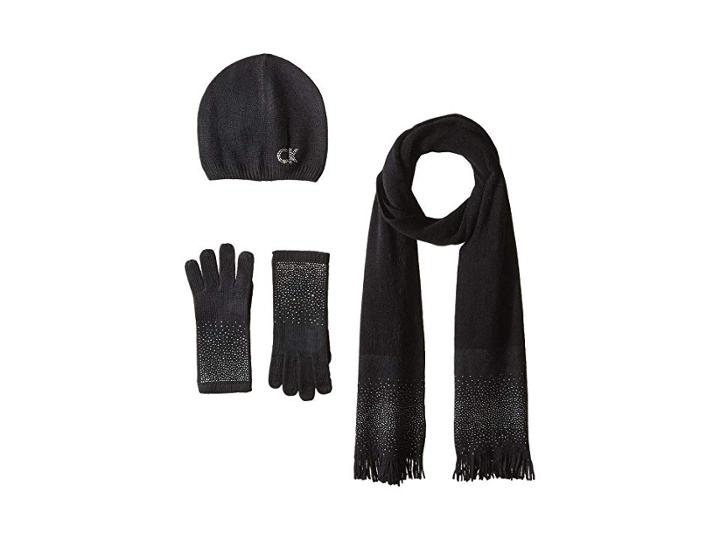 Calvin Klein Ombre Studded Set Three-piece Set (black) Scarves