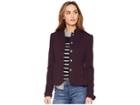 Tommy Hilfiger Stand Collar Button Front Jacket (black Currant) Women's Coat