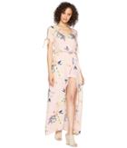 Jack By Bb Dakota Anaya Golden State Floral Printed Wrap Dress With Shorts (coral Pink) Women's Dress