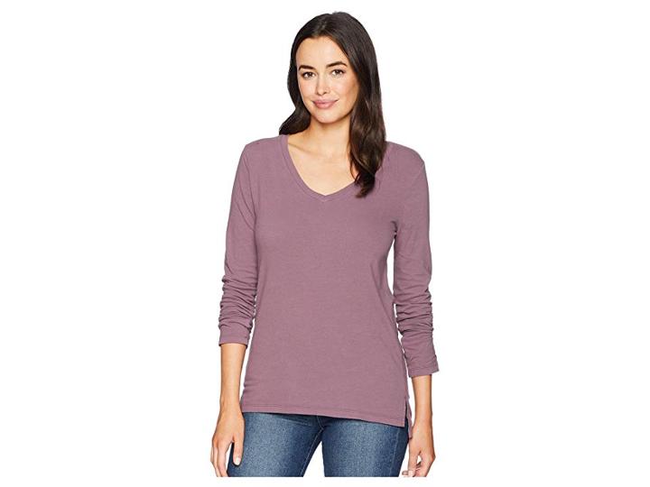 Dylan By True Grit Effortless Long Sleeve V Tee (vintage Plum) Women's T Shirt