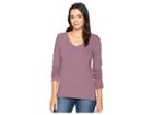 Dylan By True Grit Effortless Long Sleeve V Tee (vintage Plum) Women's T Shirt