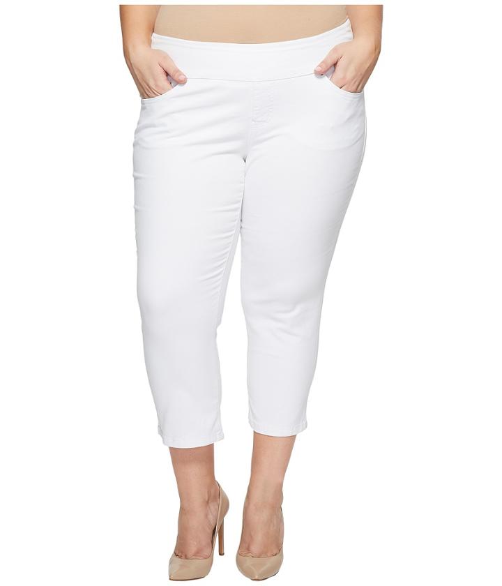 Jag Jeans Plus Size Plus Size Peri Straight Pull-on Twill Crop (white) Women's Jeans