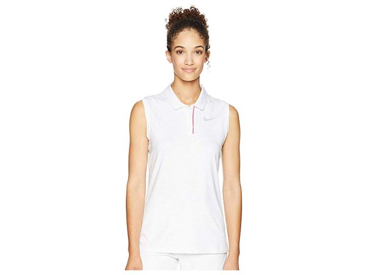 Nike Golf Dry Polo Sleeveless Print (white/gunsmoke/rush Pink/flint Silver) Women's Clothing