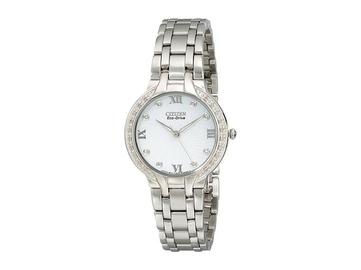 Citizen Watches Em0120-58a Eco-drive Bella Diamond Accented Watch (silver Tone Stainless Steel) Watches
