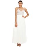 Adrianna Papell Sleeveless Beaded Bodice Tulle Gown (ivory/nude) Women's Dress