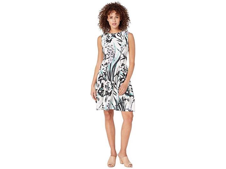 Tommy Hilfiger Delphinium Print Dress (ivory/lavender) Women's Dress